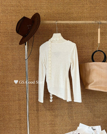 GS.GOOD START Romantic Floral V-Neck Blouse (With Ribbon Tie)