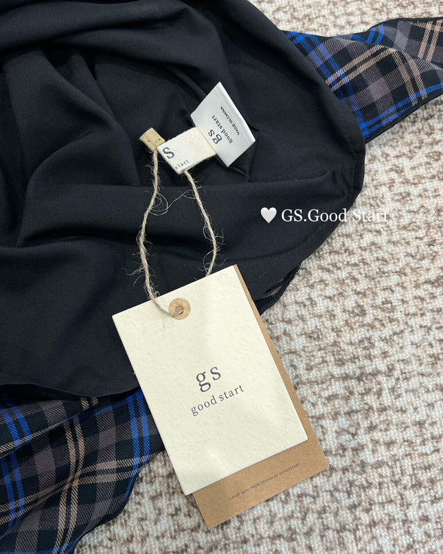 GS.GOOD START Retro Asymmetrical Plaid Cami Dress