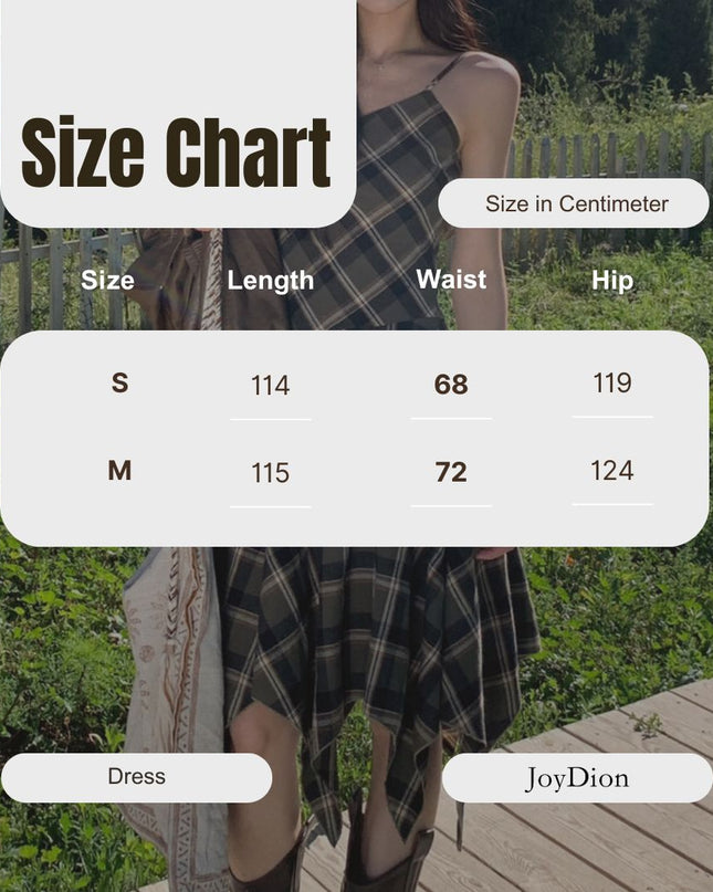 GS.GOOD START Retro Asymmetrical Plaid Cami Dress