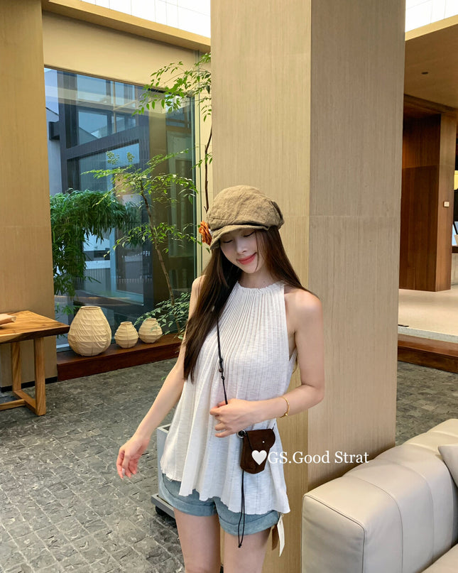 GS.GOOD START Pleated Knit Vest Top