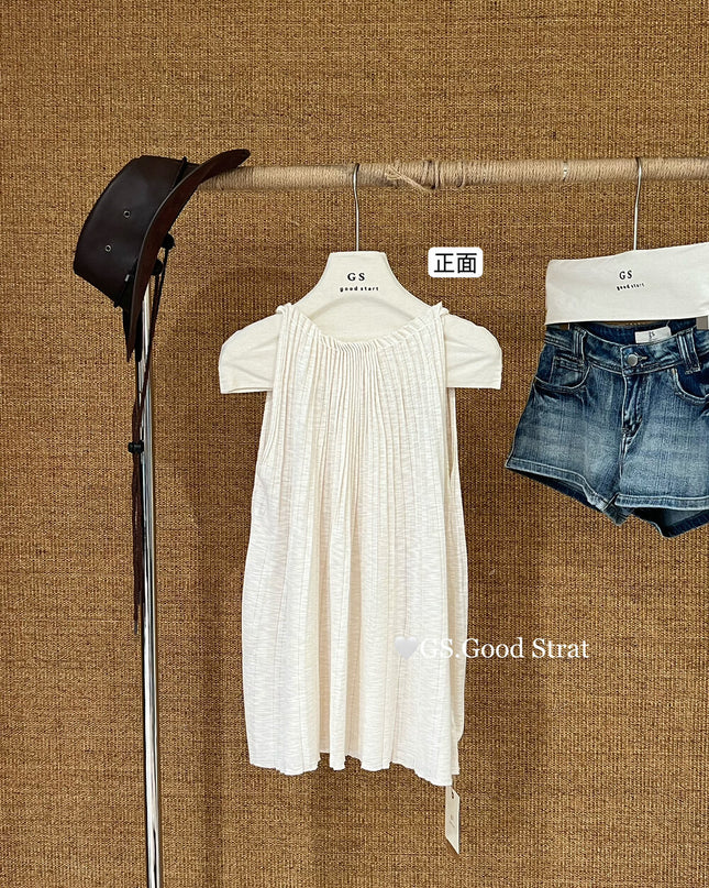 GS.GOOD START Pleated Knit Vest Top