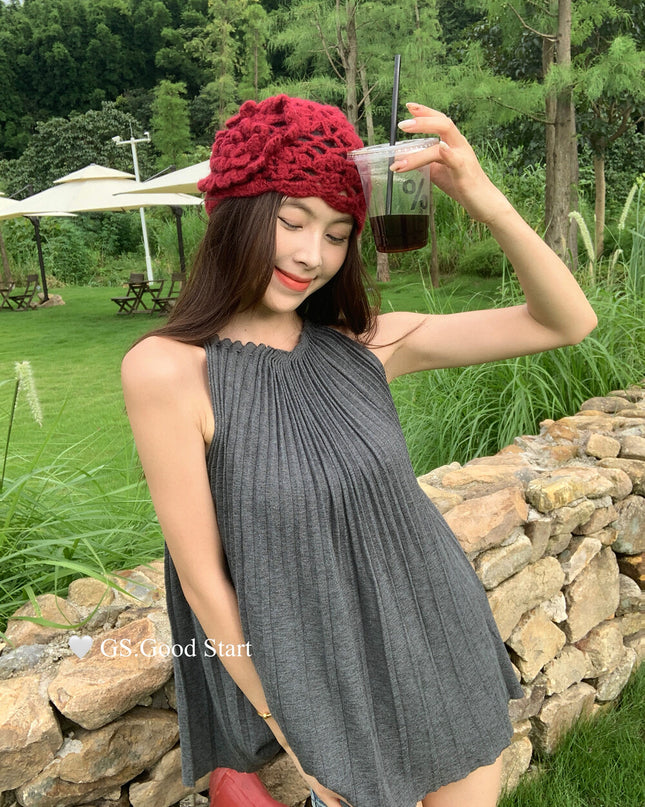 GS.GOOD START Pleated Knit Vest Top