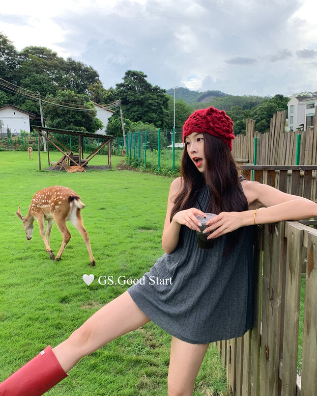 GS.GOOD START Pleated Knit Vest Top