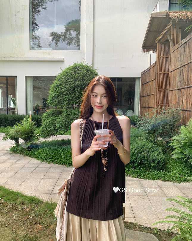 GS.GOOD START Pleated Knit Vest Top
