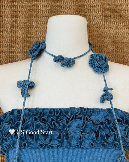 GS.GOOD START Ruffled Lace Bustier Top (With Removable Ribbon)