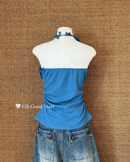 GS.GOOD START Ruffled Lace Bustier Top (With Removable Ribbon)