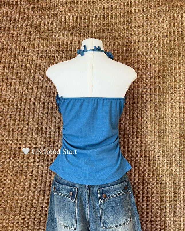 GS.GOOD START Ruffled Lace Bustier Top (With Removable Ribbon)