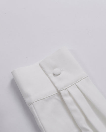 AIXILI Elegant V-Neck Waist-Tie Long Sleeve Shirt