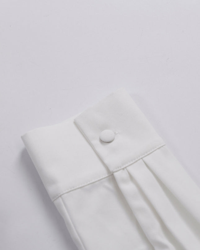 AIXILI Elegant V-Neck Waist-Tie Long Sleeve Shirt