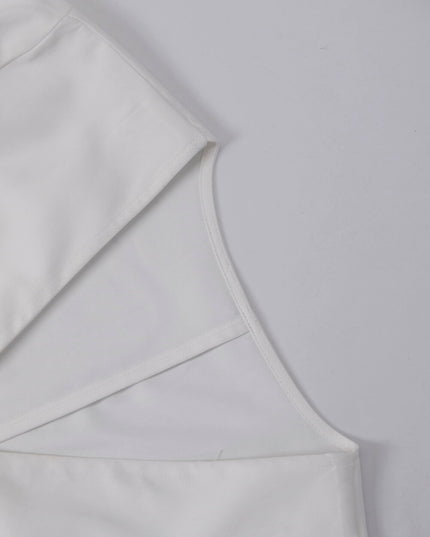 AIXILI Elegant V-Neck Waist-Tie Long Sleeve Shirt