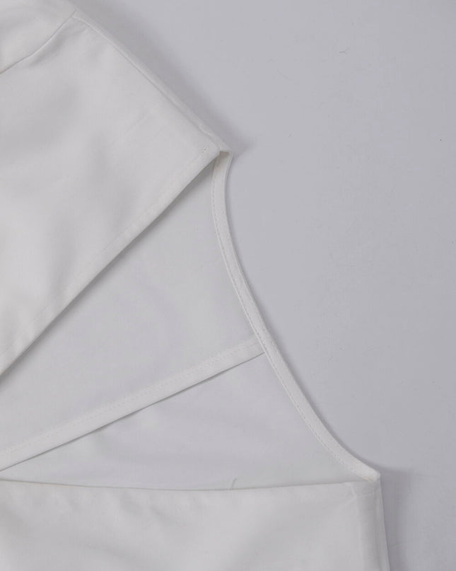 AIXILI Elegant V-Neck Waist-Tie Long Sleeve Shirt