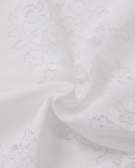 AIXILI French Romantic Lace Cutout Off-Shoulder Long Sleeve Blouse