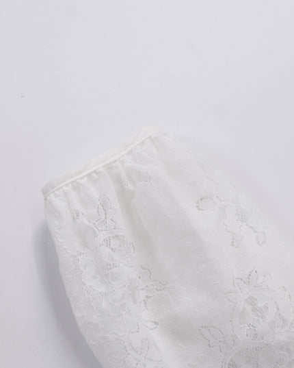 AIXILI French Romantic Lace Cutout Off-Shoulder Long Sleeve Blouse