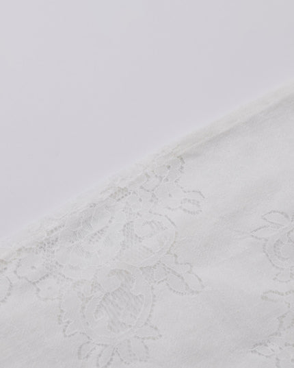 AIXILI French Romantic Lace Cutout Off-Shoulder Long Sleeve Blouse