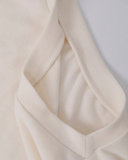 AIXILI Minimalist Asymmetrical Ruched Knit Top with Waist Chain
