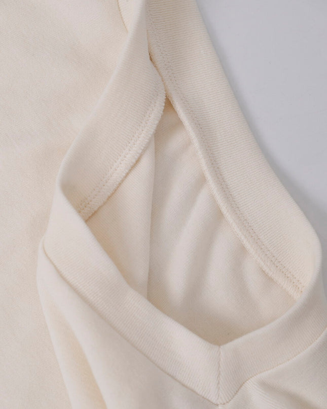 AIXILI Minimalist Asymmetrical Ruched Knit Top with Waist Chain
