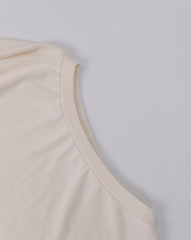 AIXILI Minimalist Asymmetrical Ruched Knit Top with Waist Chain