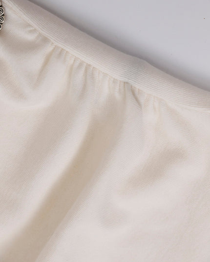 AIXILI Minimalist Asymmetrical Ruched Knit Top with Waist Chain