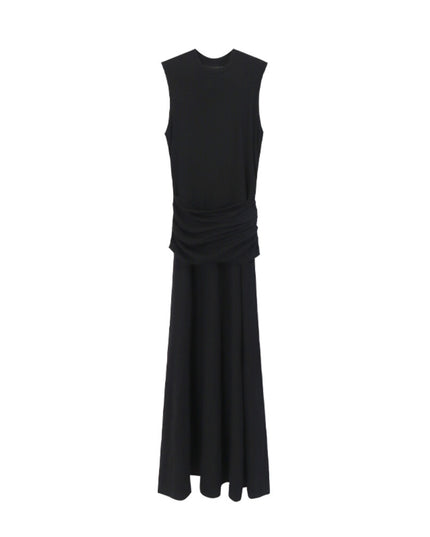 AIXILI Minimalist Ruched Seamless Layered Look Sleeveless Dress