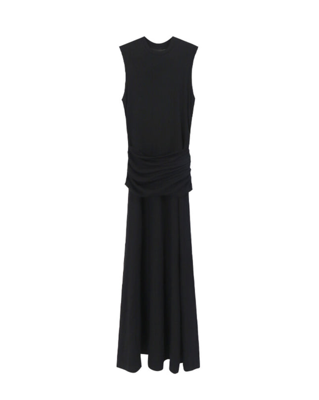 AIXILI Minimalist Ruched Seamless Layered Look Sleeveless Dress