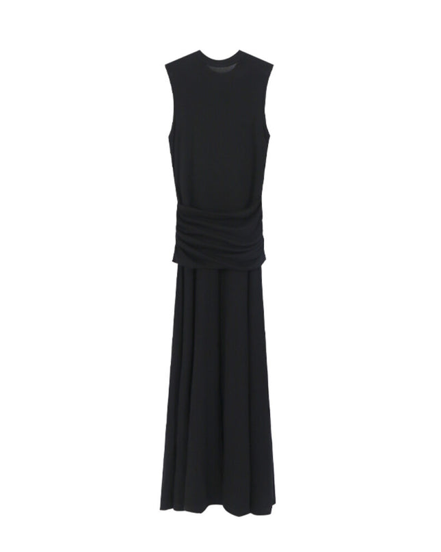 AIXILI Minimalist Ruched Seamless Layered Look Sleeveless Dress