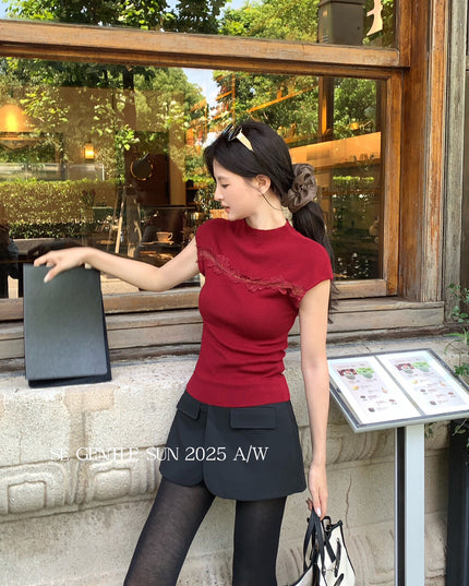 SE GENTLE SUN Elegant Refined Slim-Fit Skort