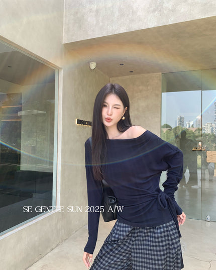 SE GENTLE SUN Relaxed Elegance Side-Tie Knit Top