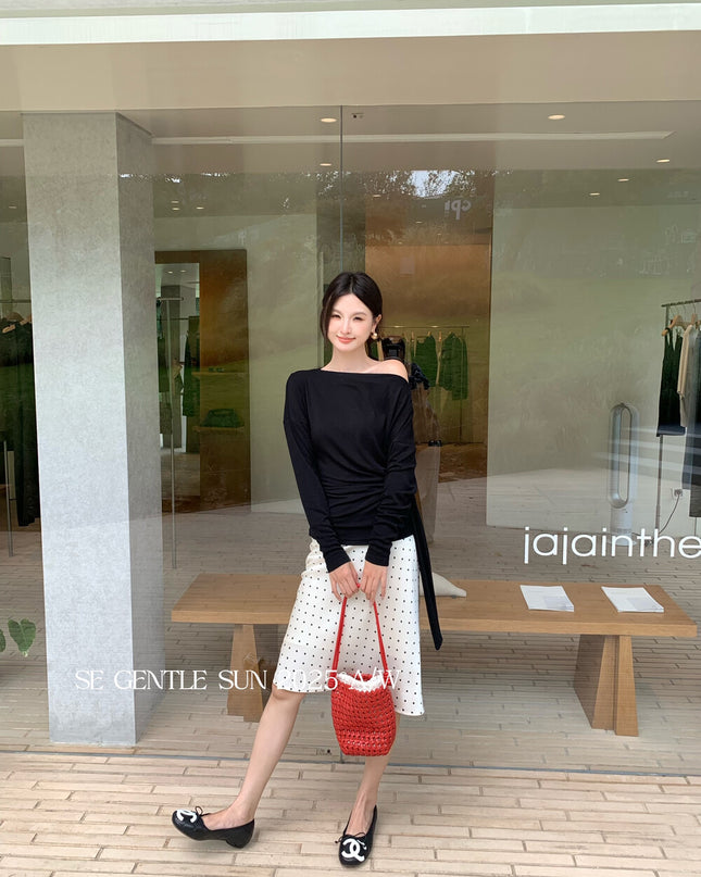SE GENTLE SUN Relaxed Elegance Side-Tie Knit Top