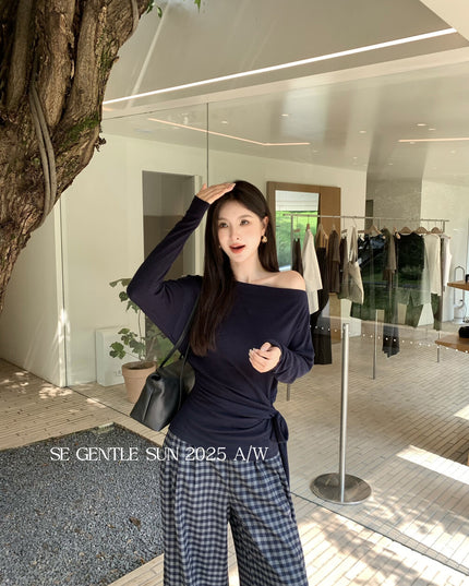 SE GENTLE SUN Relaxed Elegance Side-Tie Knit Top