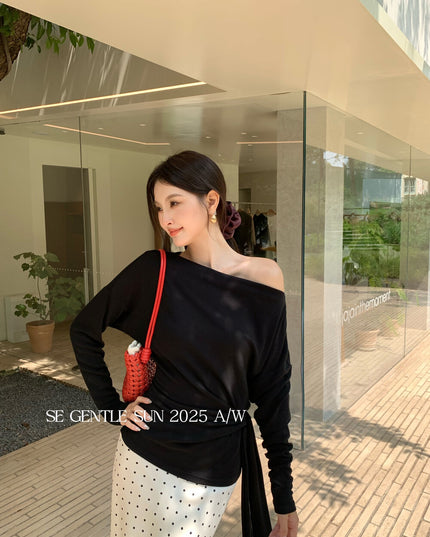 SE GENTLE SUN Relaxed Elegance Side-Tie Knit Top
