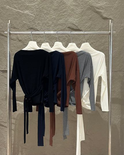 SE GENTLE SUN Relaxed Elegance Side-Tie Knit Top