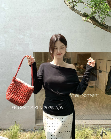 SE GENTLE SUN Relaxed Elegance Side-Tie Knit Top