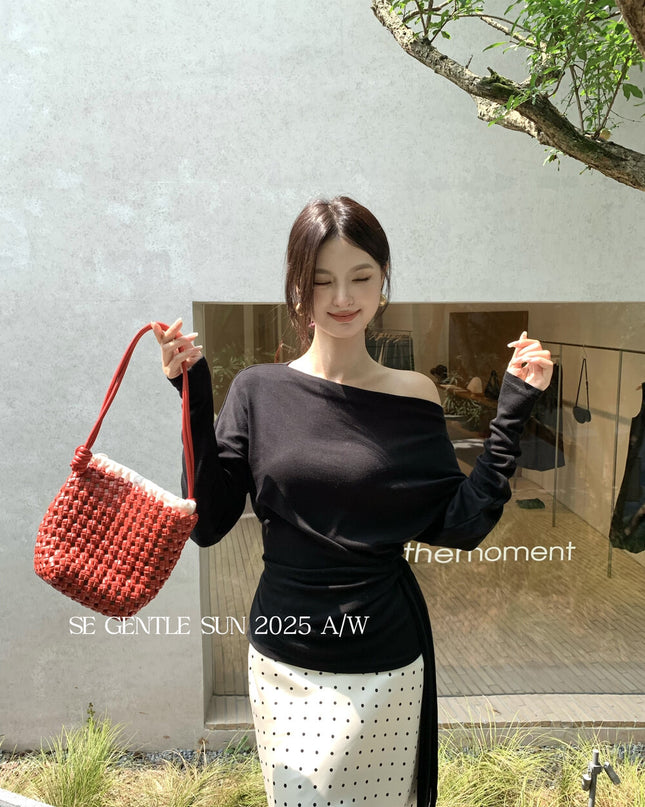 SE GENTLE SUN Relaxed Elegance Side-Tie Knit Top