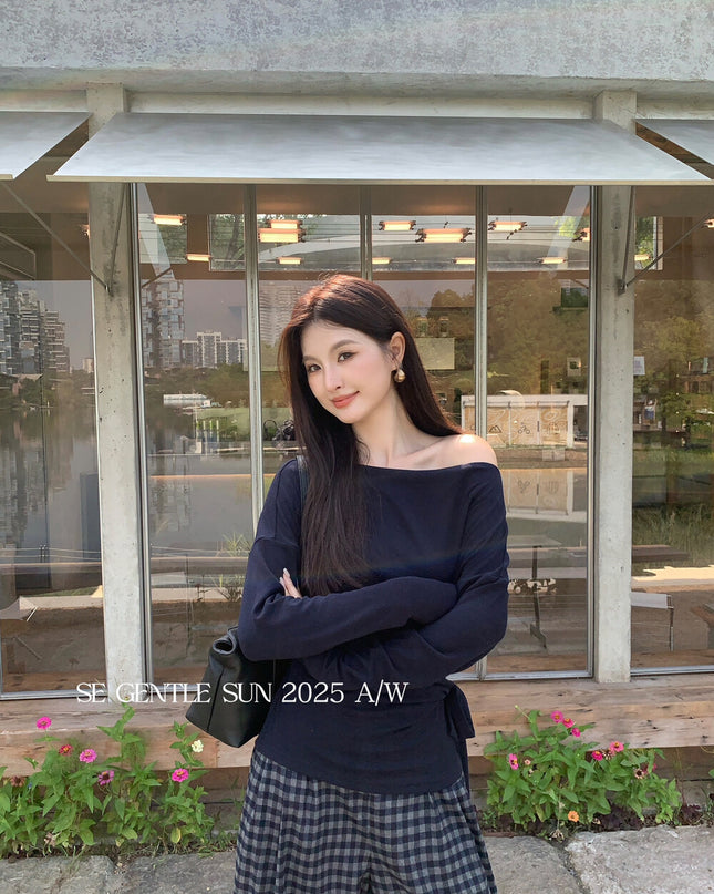 SE GENTLE SUN Relaxed Elegance Side-Tie Knit Top