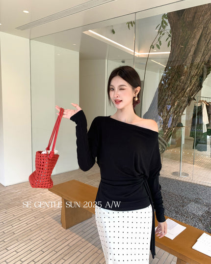 SE GENTLE SUN Relaxed Elegance Side-Tie Knit Top
