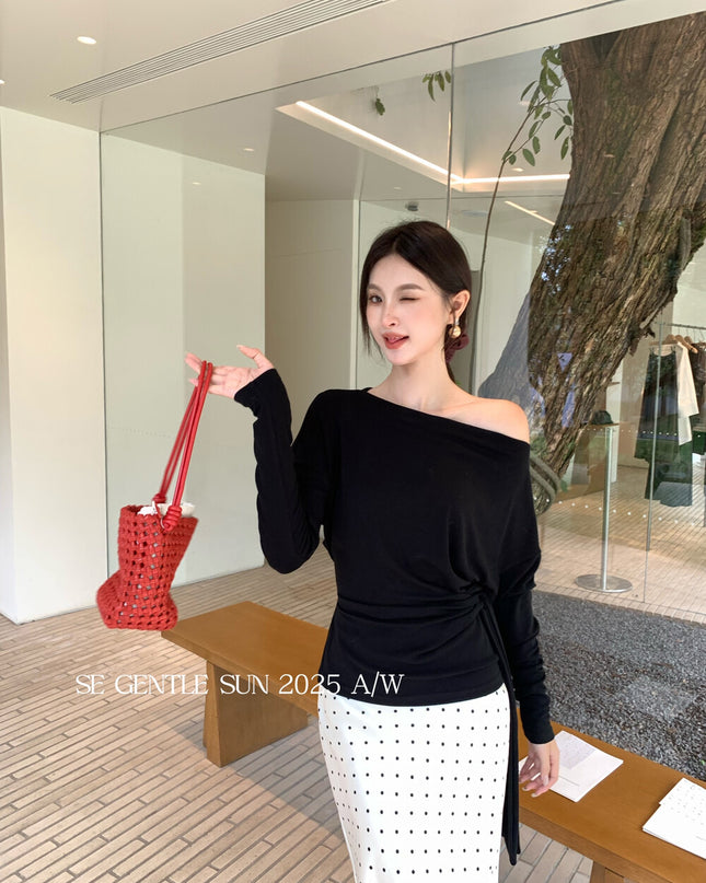 SE GENTLE SUN Relaxed Elegance Side-Tie Knit Top
