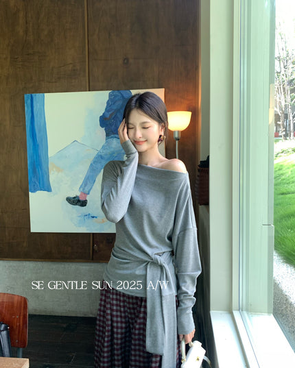 SE GENTLE SUN Relaxed Elegance Side-Tie Knit Top