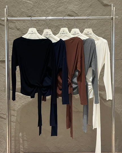 SE GENTLE SUN Relaxed Elegance Side-Tie Knit Top