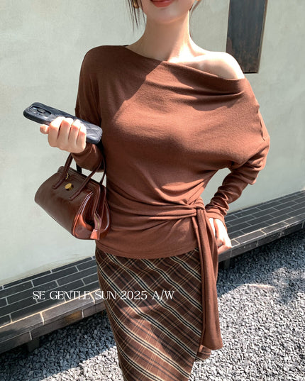 SE GENTLE SUN Relaxed Elegance Side-Tie Knit Top