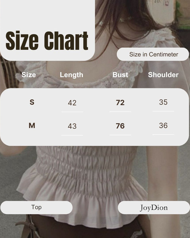 WGWE Youthful Ruffle Puff Sleeve Chiffon Blouse