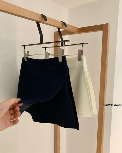 WGWE Korean Soft Knit Tee + High-Waist Skirt-Pants Set