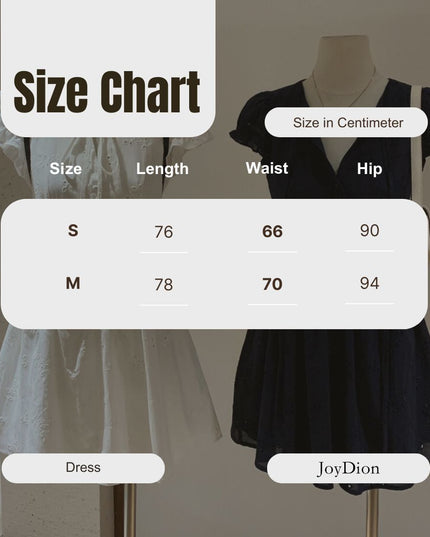 WGWE Puff Sleeve Embroidered Cutout A-Line Dress