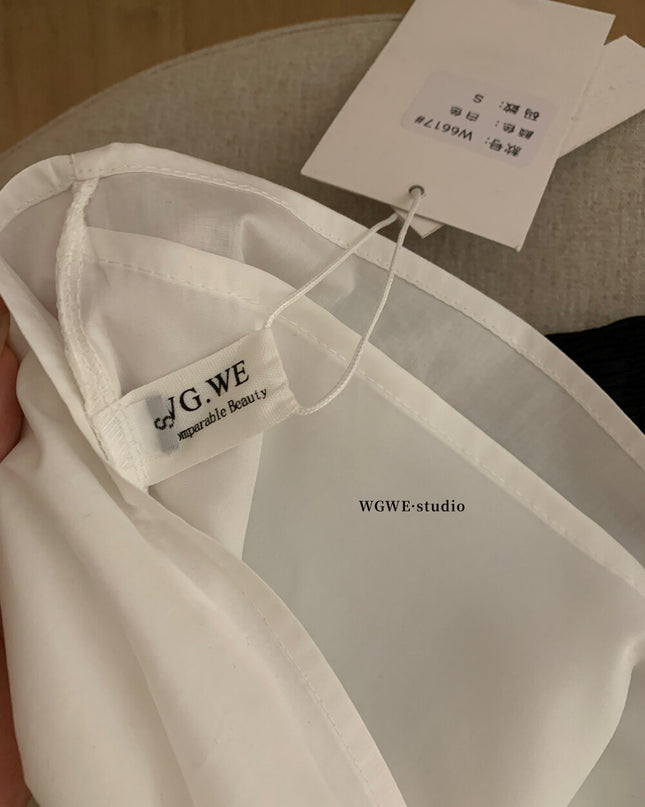 WGWE Textured Ruched Puff Cami A-Line Mini Dress