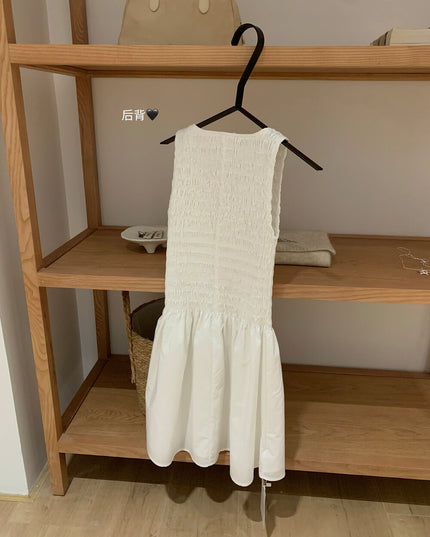 WGWE Textured Ruched Puff Cami A-Line Mini Dress