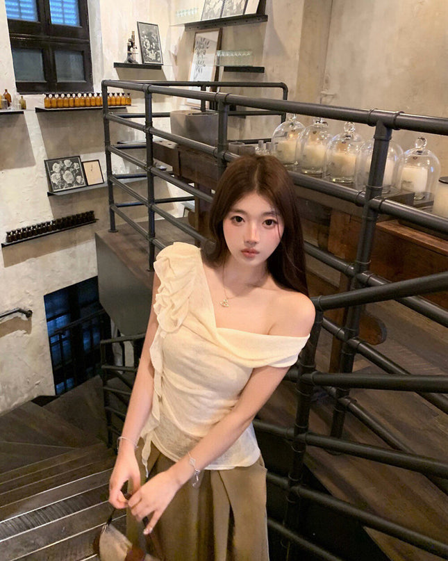 WGWE Ruched Drape Ribbon Top