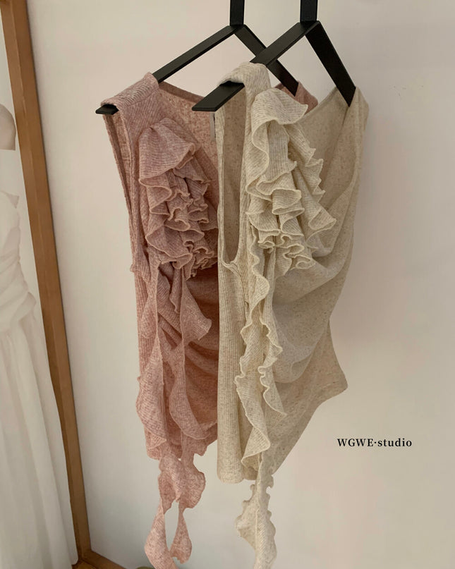 WGWE Ruched Drape Ribbon Top