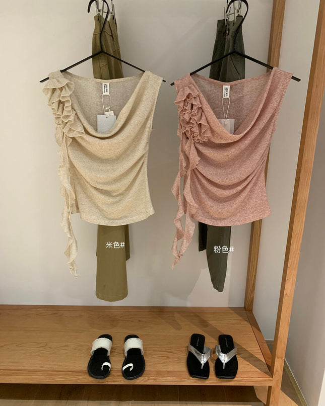 WGWE Ruched Drape Ribbon Top