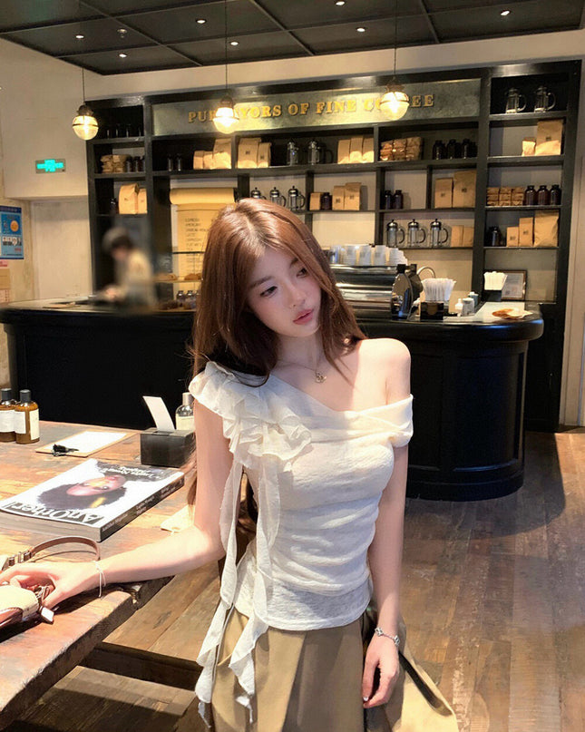 WGWE Ruched Drape Ribbon Top