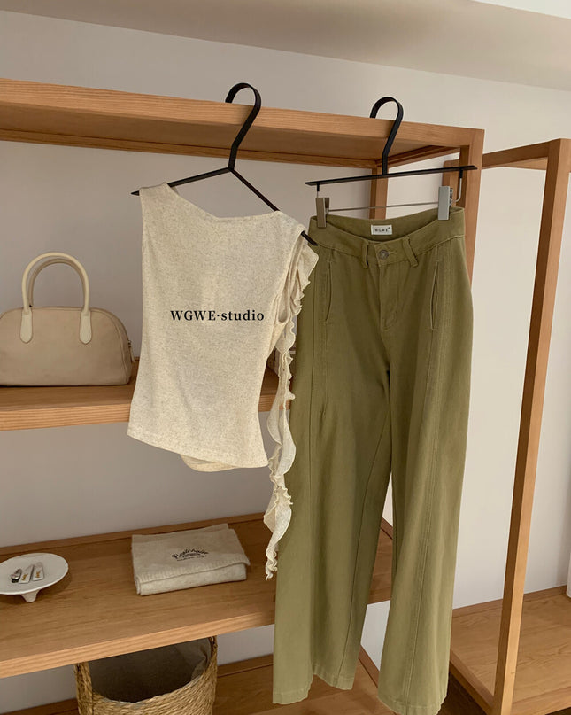 WGWE Ruched Drape Ribbon Top