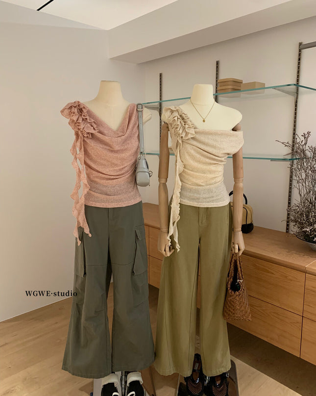WGWE Ruched Drape Ribbon Top